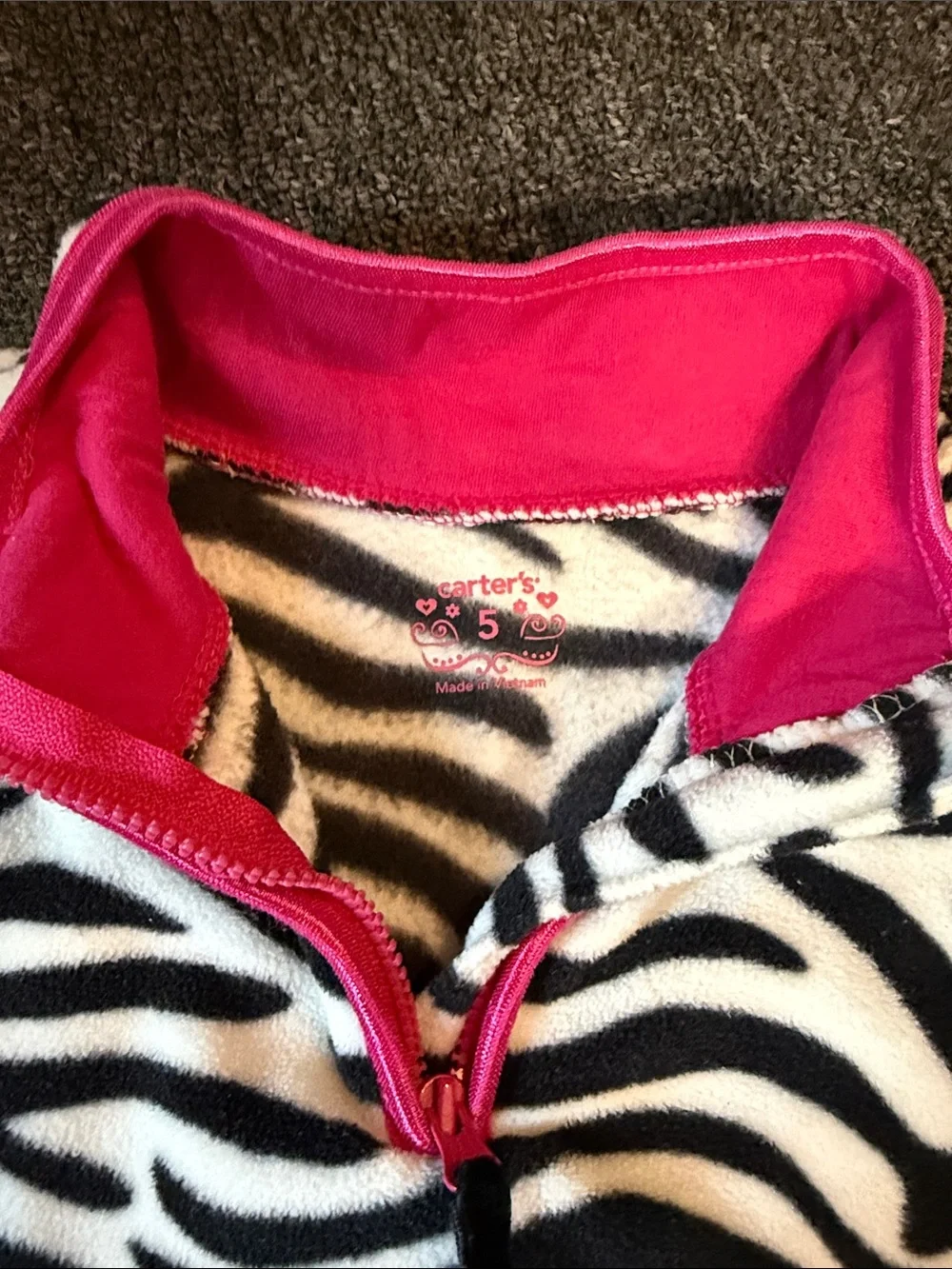 Carters zebra print fleece size 5